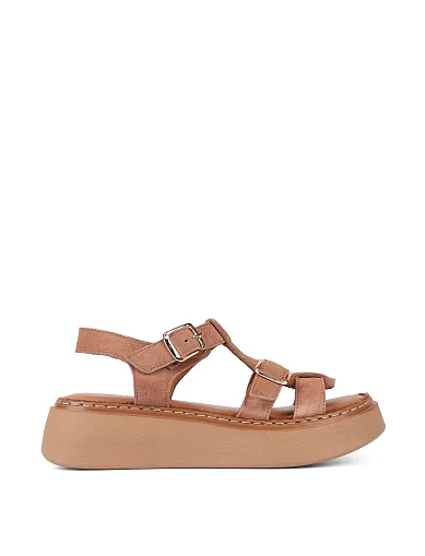 Жіночі сандалі велюрові бежеві(P679 1169) - фото 1 - Miraton