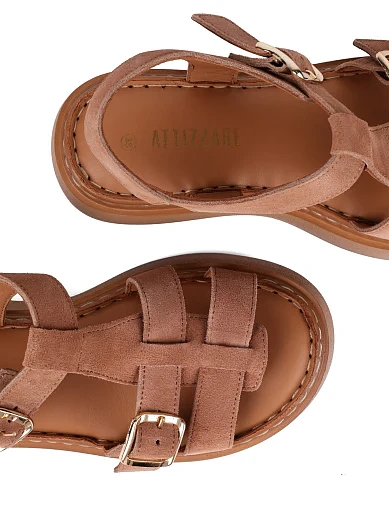 Жіночі сандалі велюрові бежеві(P679 1169) - фото 5 - Miraton