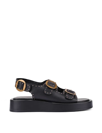 Жіночі сандалі шкіряні чорні(418 80861) - фото 1 - Miraton