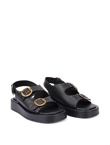 Жіночі сандалі шкіряні чорні(418 80861) - фото 3 - Miraton