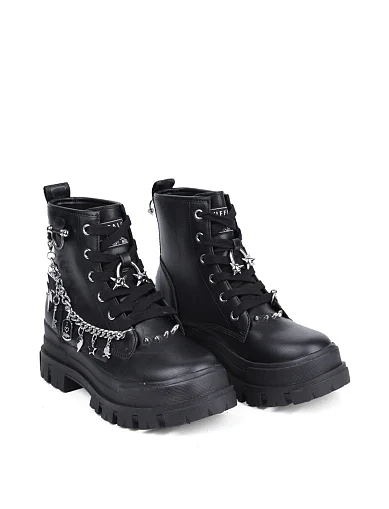 Женские ботинки Buffalo из экокожи черные - фото 2 - Miraton