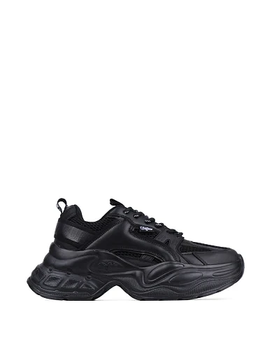 Женские кроссовки Buffalo из экокожи черные - фото 1 - Miraton