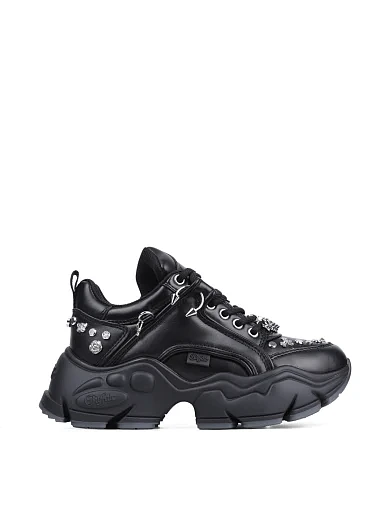 Женские кроссовки Buffalo из экокожи черные - фото 1 - Miraton