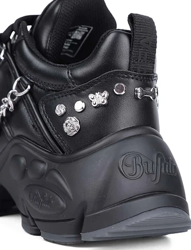 Женские кроссовки Buffalo из экокожи черные - фото 4 - Miraton