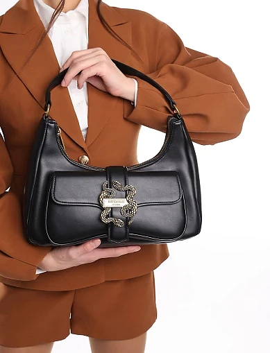 Женская сумка через плечо из экокожи черная - фото 2 - Miraton