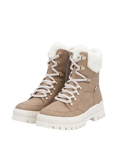 Женские ботинки Rieker из экокожи бежевые - фото 3 - Miraton