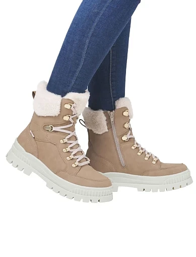 Женские ботинки Rieker из экокожи бежевые - фото 5 - Miraton