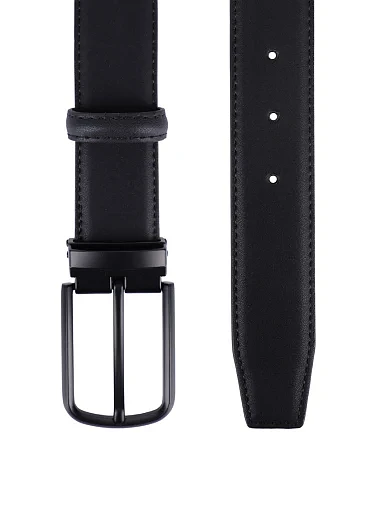 Ремінь шкіряний чорний (91026B-10) - фото 2 - Miraton