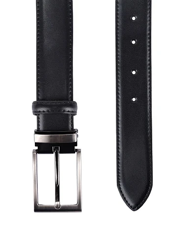 Ремінь шкіряний чорний (91026B-3) - фото 2 - Miraton