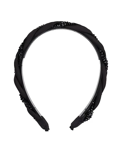 Обруч чорний плетений з камінням(KH-1) - фото 1 - Miraton