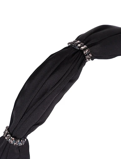 Обруч чорний тканинний з камінням(KH-3) - фото 3 - Miraton