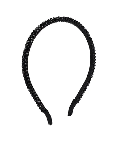 Обруч тонкий чорний з камінням(KH-6) - фото 2 - Miraton