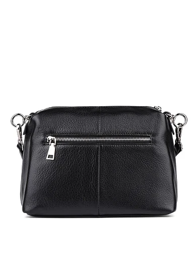 Женская сумка через плечо кожаная черная - фото 4 - Miraton