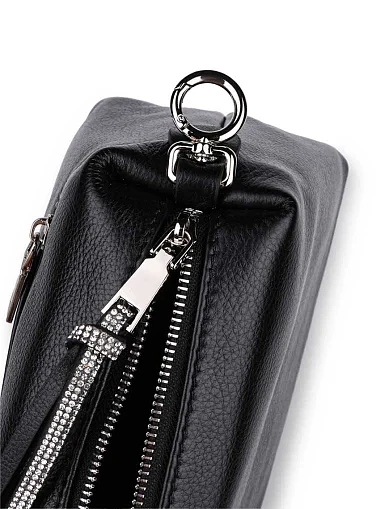 Женская сумка через плечо кожаная черная - фото 6 - Miraton