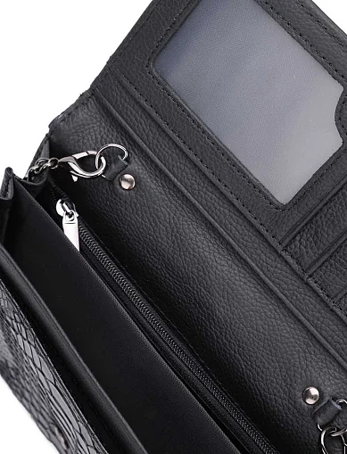 Гаманець на ланцюжку шкіряний чорний(AS-1) - фото 4 - Miraton