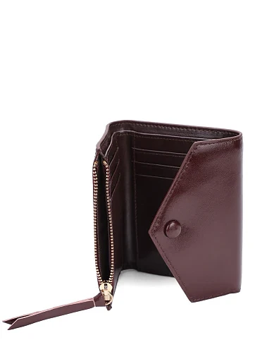 Гаманець-конверт шкіряний бордовий на кнопці(6923-1 FW25-26) - фото 4 - Miraton