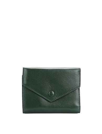 Гаманець-конверт шкіряний зелений на кнопці(6923-2) - фото 1 - Miraton