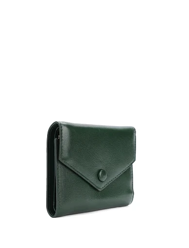 Гаманець-конверт шкіряний зелений на кнопці(6923-2) - фото 2 - Miraton