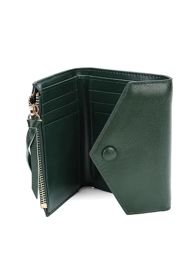 Гаманець-конверт шкіряний зелений на кнопці(6923-2) - фото 4 - Miraton