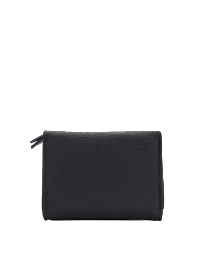 Кошелек на кнопке кожаный черный - фото 1 - Miraton