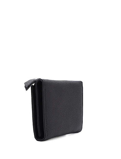 Кошелек на кнопке кожаный черный - фото 2 - Miraton