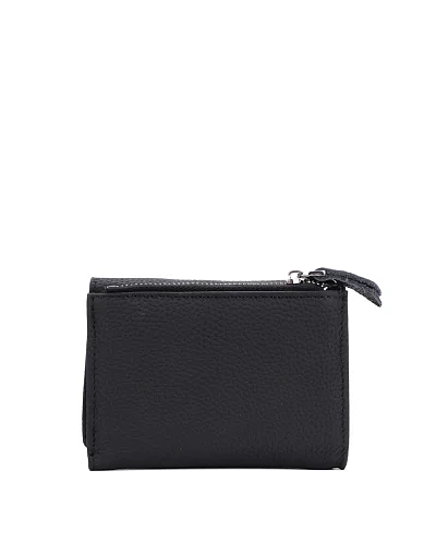 Кошелек на кнопке кожаный черный - фото 3 - Miraton