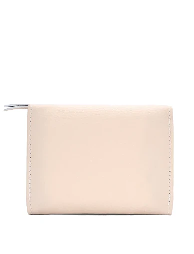 Кошелек на кнопке кожаный бежевый - фото 1 - Miraton