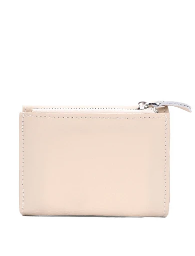 Кошелек на кнопке кожаный бежевый - фото 3 - Miraton