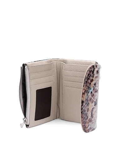 Кошелек кожаный со змеиным принтом - фото 4 - Miraton