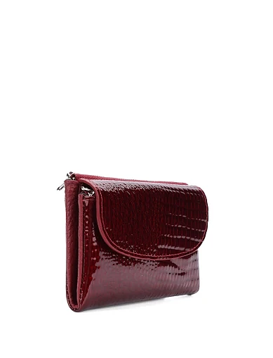 Гаманець лаковий шкіряний бордовий з тисненням(8821-2) - фото 2 - Miraton