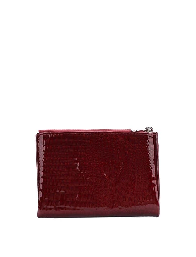 Гаманець лаковий шкіряний бордовий з тисненням(8821-2) - фото 3 - Miraton