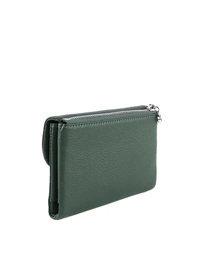 Кошелек на магните кожаный зеленый - фото 3 - Miraton