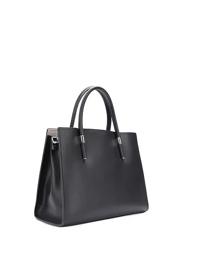 Женская сумка тоут кожаная черная - фото 3 - Miraton