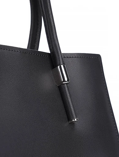 Женская сумка тоут кожаная черная - фото 5 - Miraton