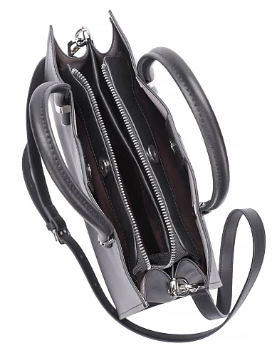 Женская сумка тоут кожаная черная - фото 6 - Miraton