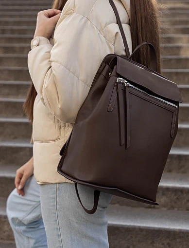 Жіночий рюкзак шкіряний коричневий(731-2) - фото 2 - Miraton