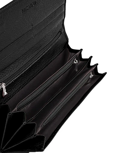 Кошелек на магните кожаный черный - фото 4 - Miraton
