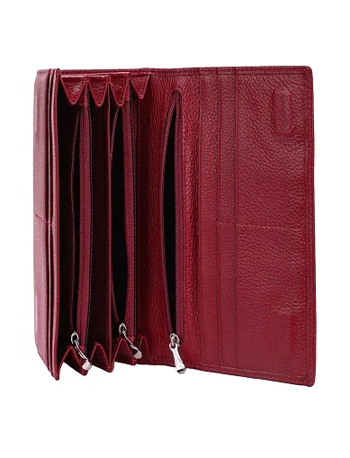 Кошелек на магните кожаный бордовый - фото 4 - Miraton