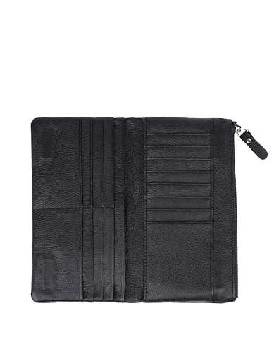 Кошелек на магните кожаный черный - фото 4 - Miraton