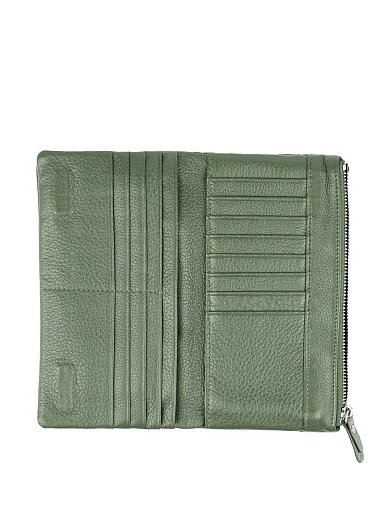 Кошелек на магните кожаный зеленый - фото 4 - Miraton