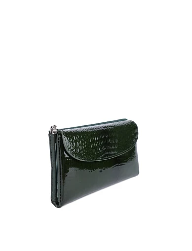 Кошелек на магните кожаный зеленый - фото 2 - Miraton