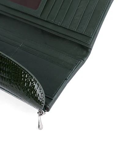 Кошелек на магните кожаный зеленый - фото 4 - Miraton