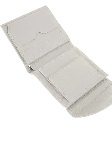 Кошелек на магните кожаный молочный - фото 4 - Miraton