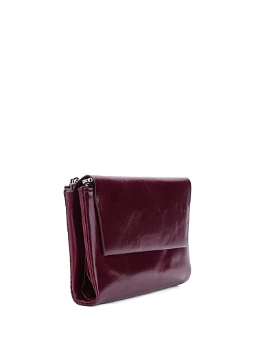 Кошелек на магните кожаный бордовый - фото 2 - Miraton