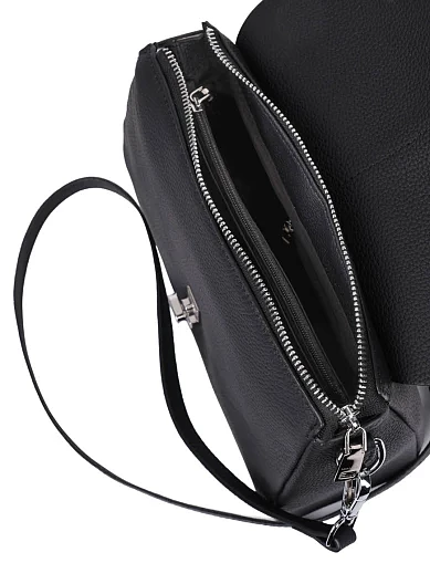 Женская сумка кросс-боди кожаная черная - фото 6 - Miraton