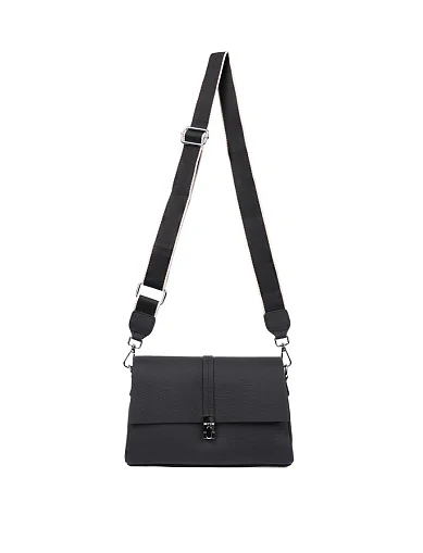 Женская сумка кросс-боди кожаная черная - фото 7 - Miraton