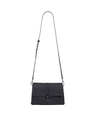 Женская сумка кросс-боди кожаная черная - фото 8 - Miraton