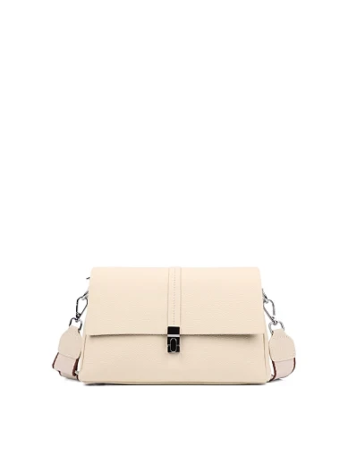 Жіноча сумка крос-боді шкіряна молочного кольору(55-99-2) - фото 1 - Miraton