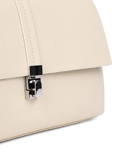 Жіноча сумка крос-боді шкіряна молочного кольору(55-99-2) - фото 4 - Miraton