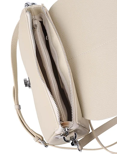 Жіноча сумка крос-боді шкіряна молочного кольору(55-99-2) - фото 5 - Miraton